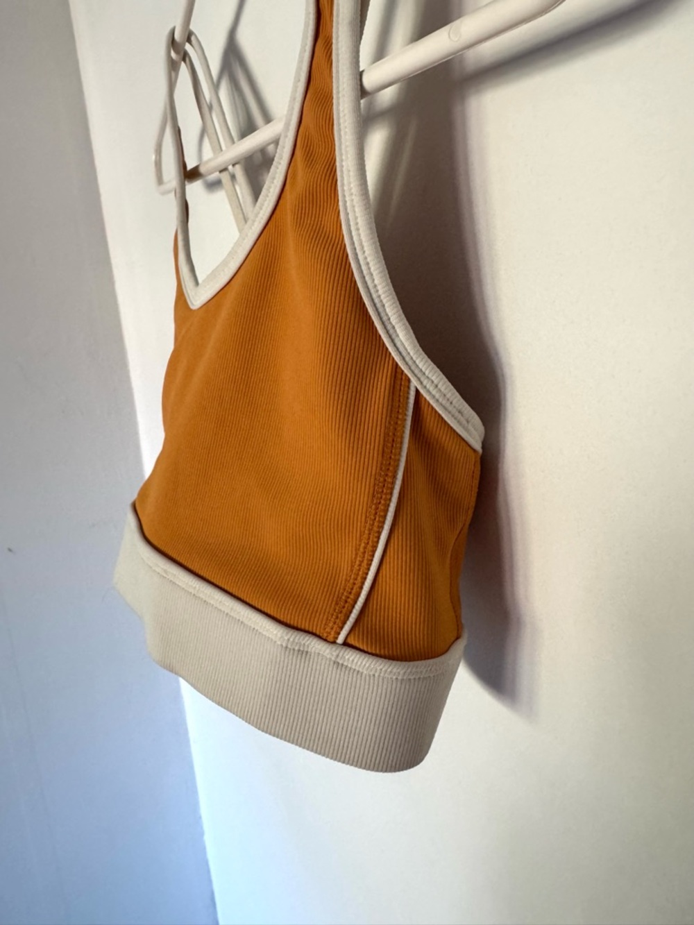 Wilo The Label Women's Strappy Crop Sports Bra - Mustard with Cream Trim - Picture 4 of 5